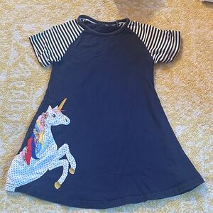 Kids Navy Unicorn Dress